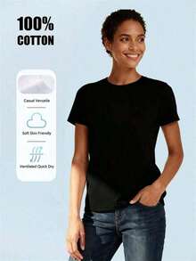 Camiseta Gráfica con Estampado de Leopardo y Número 67 para Mujer y Unisex - Camiseta Casual de Manga Corta con Cuello Redondo y Diseño de Número, Corte Regular H-Line para Uso Diario, Playa, Fiestas y Conjuntos de Verano - Camiseta Individual (Leopardo y Número 67) - Fácil Cuidado CHFY - Negro - Ver 7
