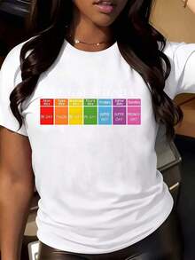 Comfortable For All-Day Wear. This Women's Casual Short-Sleeve T-Shirt Features A Crew Neck, A Relaxed Fit, And A Graphic Print Of "The Gay Agenda" Rainbow Calendar. It's Perfect For Everyday Wear And Pride Events. The Comfortable, Relaxed Fit Flatters All Body Types, While The High-Quality Material Feels Soft Against The Skin And Offers Durability. - 白色 - 查看 1