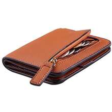 Toughergun Women's Small Slim Leather Wallet With RFID Protection, Compact Bifold Mini Purse With Clear ID Window - 13 ReNapa Tan - View 1