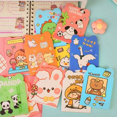 2pcs Cute Cartoon Shaped Notebooks, Portable Pocket Size, Aesthetically , Suitable For Students, Office Workers, Back To School Gifts For Classmates, Friends, Teachers, Family