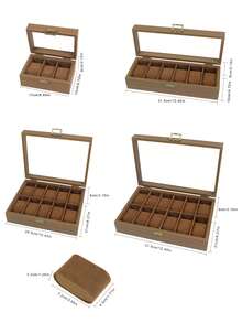 3/6/10/12 Grid Wooden Watch Storage Box With Glass Lid, Walnut Wood Watch Display Storage Box, Dust-Proof Velvet Lining, Men's And Women's Watch Collection Box, Birthday Christmas Gift - Walnut Wood - Inner Brown - View 8