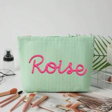 Túi mỹ phẩm vải voan bong bóng tùy chỉnh, túi du lịch, túi đựng đồ vệ sinh cá nhân tên chenille cá nhân hóa, túi đi biển mùa hè, túi đựng đồ trang điểm quà tặng cho bạn gái - Nhiều màu - Xem 21
