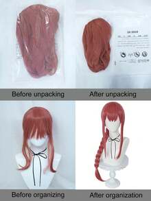 Perruque droite rose de 28 pouces pour femme, style anime avec longue tresse en queue de cheval. Fibre synthétique résistante à la chaleur sans colle, avec frange, idéale pour les fêtes costumées, les événements, les carnavals, les conventions de bandes dessinées et les expositions. Polyvalente et mignonne pour les vacances. - Rose bonbon - Voir 6