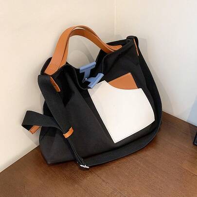 Bags, Women's Canvas Bags, Korean Version Of One-Shoulder Messenger Bags, Commuter Tote Bags, All-Match Casual Handbags