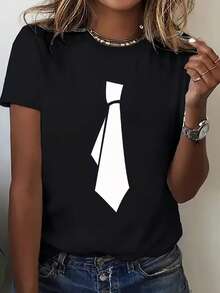 Basic T-Shirt With A Comfortable Round Neck, Fun And Stylish Print. - Black - View 1