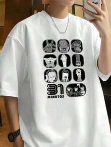 31 Minutos T-Shirt For Men And Women, 100% Cotton, Retro Character Print Design, Fun, Comfortable, Breathable, Casual Fashion, Black, Sizes S-XXL, Popular Summer Streetwear - 白色 - 查看 9
