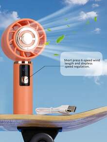 1 Set Mini Handheld Desktop Fan With Stand, USB Rechargeable Battery, Adjustable Wind Speed, Suitable For Camping, Outdoor, Travel, Student Gift - Multicolor - View 3