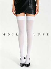 MOIRÉALLURE 1双过膝长筒袜，适合日常通勤、夜店及各种造型需求 - 白色 - 查看 2