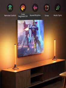 2pcs 360° Smart Light Bars, RGB Gaming Lights, Desktop Computer Desk TV Background Lights, With Music Sync, USB Powered LED Light Strips, Computer Gaming Room Atmosphere Lights (Black, Plastic Material) - Multicolor - View 5
