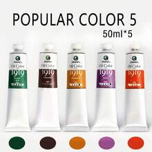 Pintura al óleo profesional de Marie, 50ml por tubo, 5 tubos por caja. Cada uno empaquetado individualmente, compacto y conveniente de usar. Textura cremosa con colores vibrantes y finos. Para uso artístico profesional - Conjuntos - Ver 12