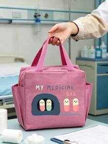 Kit de emergencia médica a prueba de humedad y polvo con patrones de píldoras de colores, organizador de medicamentos de repuesto, bolsa de almacenamiento con compartimentos múltiples, bolsa de maquillaje portátil para personal médico y trabajadores de oficina, bolsa de aseo y acicalamiento multifuncional para viajes de negocios, viajes diarios, uso doméstico, bolsa de primeros auxilios, estuche de pastillas, soporte de medicamentos, contenedor de cosméticos, bolsa de suministros de atención médica, artículo esencial para dormitorio y oficina, regalo de graduación - Multicolor - Ver 5