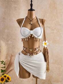 Plus Size One-Pieces - White - View 1