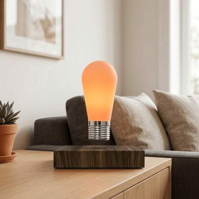 beishiguang Đèn treo từ tính in 3D, đèn LED lơ lửng, tự xoay, 16 màu RGB, điều khiển cảm ứng, đế gỗ, quà sinh nhật độc đáo cho phòng ngủ.