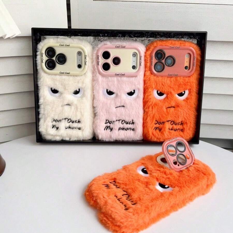 2025 New Plush Cartoon Funny Orange Expression Phone With Bracket, Shockproof Soft TPU Protective Cover Compatible With/ Phones - 橘子 - 查看 1
