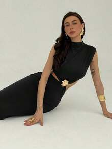 Women Midi Dresses - Black - View 3