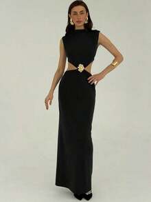 Women Midi Dresses - Black - View 7
