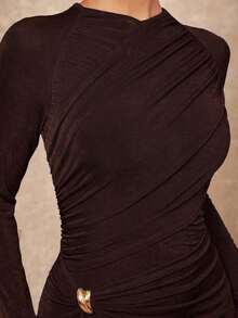 Women Midi Dresses - Brown - View 4