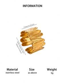 1 pieza Anillo geométrico minimalista plisado irregular de color dorado para mujer, joyería para fiesta de cumpleaños, regalo del Día de la Madre - Plateado - Ver 11