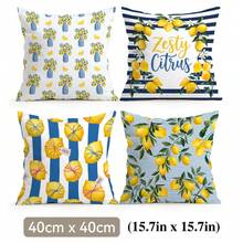 4pcs Refreshing Lemon Pattern Pillow Covers Without Inserts, Single-Sided Printed Cushion Covers, Suitable For Living Room, Bedroom, Home Decor, All Seasons - Multicolor - View 11