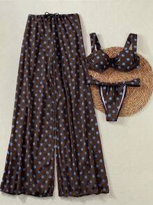 2026 Frühling/Sommer Damen Bikini mit Polka Dot Muster, hochelastisch, lässig, sexy 2-teiliger Badeanzug, geeignet für Strandurlaub-Stil, elegantes Kleid, Oberbekleidung und multifunktionale Sportbekleidung - Verschiedenfarbig - Übersicht 3