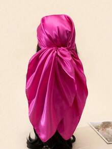 1 pièce Foulard carré grande taille 90cm X 90cm, polyvalent et mode, pure couleur rouge rose. Châle pare-soleil multifonctionnel - Rose vif - Voir 12