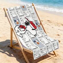 Peanuts Snoopy Beach Towel With Basketball Comic Strip Print Ultra Soft Beach Towel, Perfect For Pool, Summer Beach And Travel - A - View 1