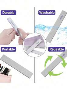 10 PCS Professional Nail File,180/100 Nail File For Natural Nails, Nail File Double-Sided Washable Fine Grain Nail File For Home And Salon Use. - Multicolor - View 5