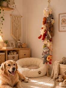 2pcs Plush Doll Hanging Storage Rack Set, With 40 Clips, Bohemian Style Stuffed Animal Doll Storage Rope, Suitable For Pet Room And Bedroom Decoration, Wall-Mounted Plush Doll Display Rack, Cute Pet Doll Storage Rack, Suitable For Dogs And Cats - one-size - View 4