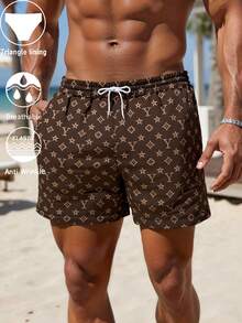 Men's Quick-Dry Beach Shorts With Lining - Brown - View 2