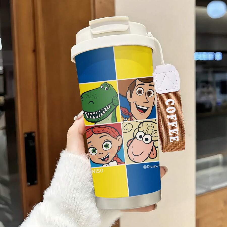 Disney Toy Story Character Grid Print Insulated Coffee Cup With Wrist Strap,Stainless Steel, Coffee Cup With Lid,Dual-Drink Design, And Durable - Multicolor - View 1