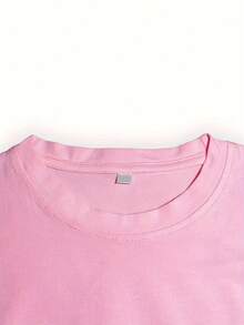 Latest Fashion, Vibrant Short Sleeve T-Shirt - 95%, Summer Sports Top With Round Neck, Fashion Print Elements, Casual Sporty Short Sleeves, Comfortable Loose Fit, Breathable And Soft, Suitable For Daily Leisure And Outdoor Activities - 粉色 - 查看 3