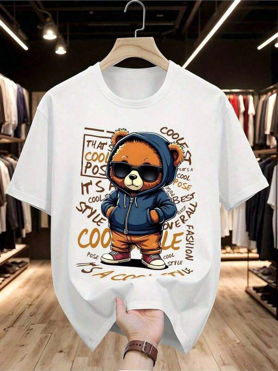 Camiseta deportiva casual de verano para hombres - Diseño versátil de manga corta regular, perfecto para actividades deportivas y uso casual diario - Blanco - Ver 1