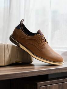 Men's Casual Oxfords Sneaker For Business Formal Dress Brown Shoes - màu nâu - Xem 5