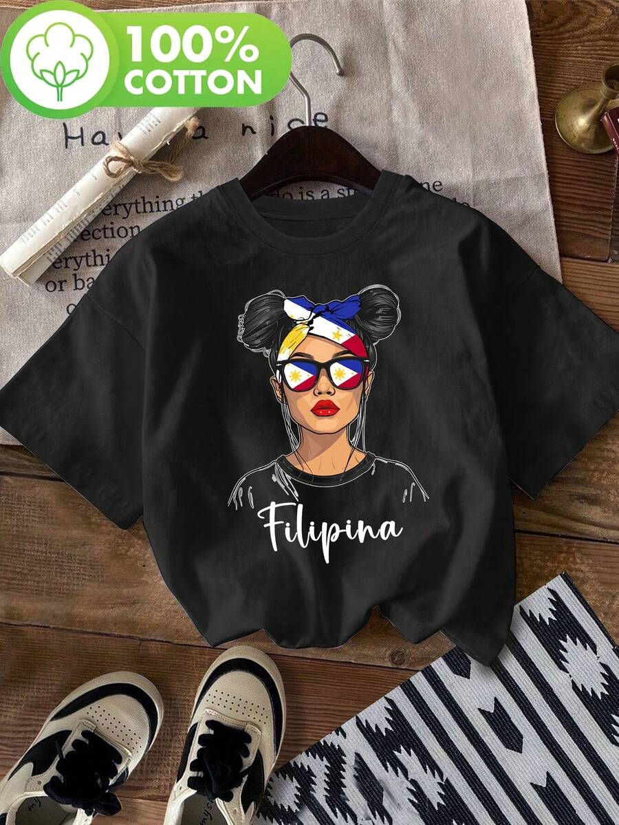 Camiseta de mujer para primavera y verano - Negro - Ver 1