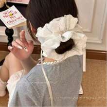 1 peça Scrunchie de cabelo com renda, elástico de cabelo de cor lisa com cordão, confortável e de alta elasticidade, adequado para vários penteados, escola, acessórios de cabelo femininos, acessórios de beleza, outono, viagem, acessórios, elástico de cabelo feminino - Ver 7