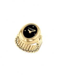 Coach SAMMY Oval Dial Women's Ring Watch Unique Jewelry Timepiece With Quartz Movement - Black - View 6