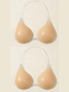 2/1 Peça Sutiã Invisível de Silicone - Alças Transparentes Autoadesivas, Design de Levantamento Estilo Regata Feminina, Levantamento Invisível Suave, Adequado para Roupas Sem Mangas, Roupa Íntima Invisível. Sutiã Feminino Elegante Sem Alças com Taças Autoadesivas - Multicolorido - Visão 11