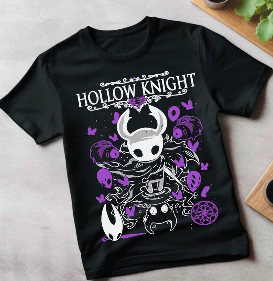 Camiseta de juego Unisex Hollow Knight , mejor regalo, tallas para todos - Negro - Ver 1