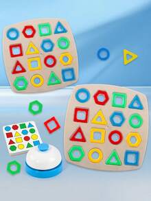Geometric Shape Matching Game, 2-Player Colorful Shape Sorting Game With Buzzer, Montessori Early Education Cognitive Toy, Suitable For Preschool Children, Develops Hands-On Ability - Multicolor - View 7