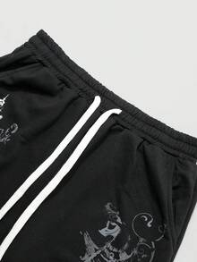 Lonblece American Street Gothic Style Cross Print Sweatpants Men's Brand Loose Straight Leg Wide Leg Casual Long Pants - Black - View 6