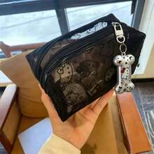 SANRIO Túi mỹ phẩm lưới Hello Kitty, túi đựng đồ trang điểm khóa kéo trong suốt dễ thương có mặt dây chuyền xương, túi đựng đồ trang điểm dung tích lớn, túi trang điểm chống ô nhiễm, túi đựng đồ vệ sinh cá nhân du lịch dễ thương cho bé gái và phụ nữ - Nhiều màu - Xem 15