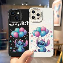 Disney Lilo & Stitch Phone Case - Adorable Balloon‑Holding Stitch Protective Case, White Background With Polka‑Dot‑Bow‑Wearing Stitch, Colorful Balloons, Star & Heart Confetti, Floral Decorations And "Disney Stitch" Lettering, Compatible With IPhone 17, 16, 15, 14, 13, 12, 11 Pro Series And Galaxy S22, S23, S24, S25 Models, Ideal For Birthdays, Holidays, Anniversaries, Graduation Gifts, Or Any Special Occasion To Surprise Family, Friends, Classmates, And Loved Ones. - White - View 4