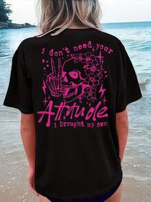 Camiseta de mujer para primavera y verano - Negro - Ver 7