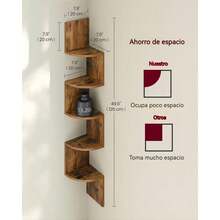 5-Tier Floating Corner Shelf, Multi-Tier Corner Shelf, Decorative Corner Wall Mount For Home, Triangular Wall Shelf, Wall Storage Organizer, Hanging Corner Shelf, Wall Plant Shelf, Wooden Corner Shelf, Easy Assembly Tiered Shelving For Bedroom, Bathroom, Kitchen, Office, Living Room, Bookshelf Decoration, 20cm Height Sufficient For Books - 棕色 - 查看 4