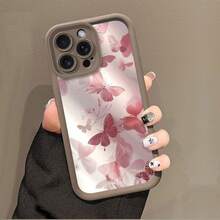 Adecuado para las series Apple y GALAXY, compatible con Apple  15 Plus 16 Pro Max Xs Max 11 12 13 14 Pro 7 8 Plus 5 SE 2022 SE2 SE3. Nueva funda protectora suave, elegante, minimalista, de alta gama, con diseño de mariposa rosa y efecto de luz y sombra, a prueba de caídas, para mujeres. - (Un color) 1 unidad por paquete - Ver 1
