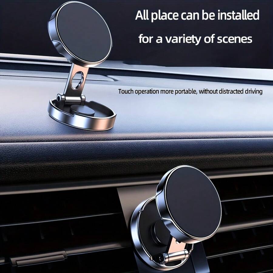 720° Rotatable Foldable Strong Magnetic Car Phone Mount, Anti-Fall Universal Hands-Free Auto Navigation Cell Phone Holder Fit All Smartphones - A - View 1