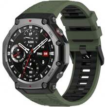 compatible con Amazfit T-Rex 3 Repuesto de Correa de Reloj de Silicona, Caucho Fácil de Abrochar para Relojes y Smartwatch NO241104 - Verde oliva negro - Ver 1