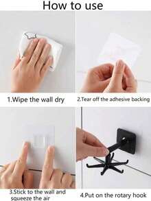 1pc Rotating Bathroom Hook, Multi-Function 6-Claw Hook, Plastic Cabinet No Drilling Required, Extendable Kitchen Organizer Rack - Multicolor - View 5