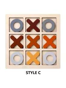 1pc High Quality Wooden 9-Grid XO Tic Tac Toe Board Game, Desktop Logic Training Game, Birthday/Christmas/Halloween Gift - Multicolor - View 20