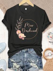 Personalized T-Shirts For Teachers / T-Shirts With Teacher's Name / T-Shirts For Teaching Teams / Custom-Made T-Shirts For Teachers / Personalized Clothing For Educators / Elegant Party Outfits / T-Shirts For Elegant Ladies / Blouses Suitable For Curvy Women / Graduation Skirts / Casual Wear - 黑色 - 查看 1